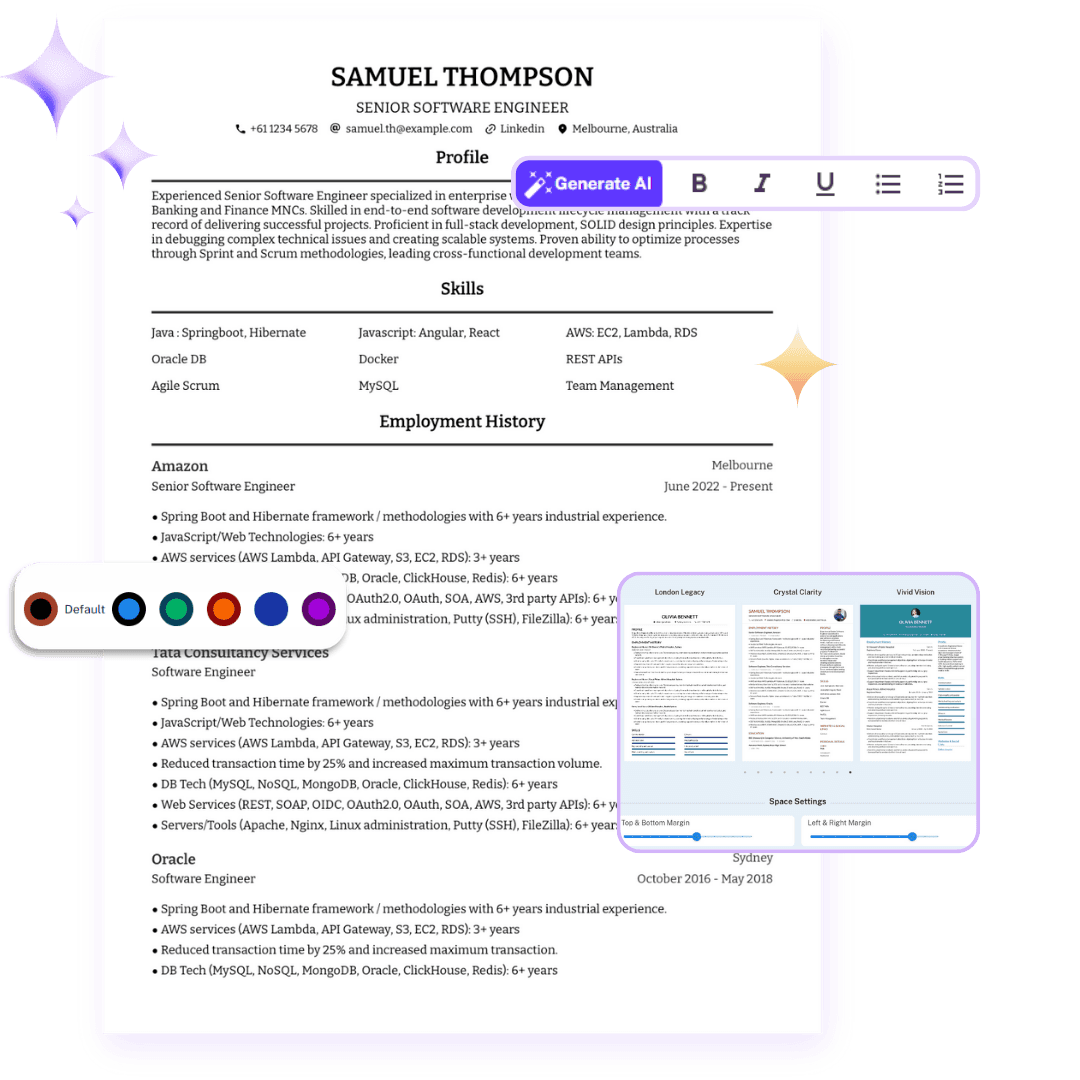 Resume Builder Features and Template Example